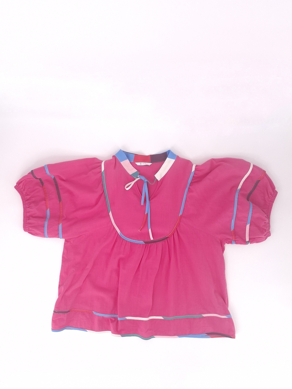 ✨Cicy Bell Pink Puff Sleeve Babydoll Blouse Striped Trim XL/XXL✨